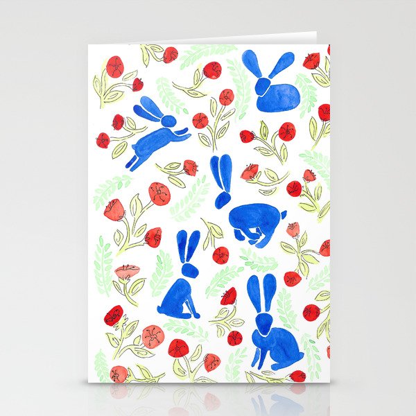 Bunnies in the Poppies Stationery Cards