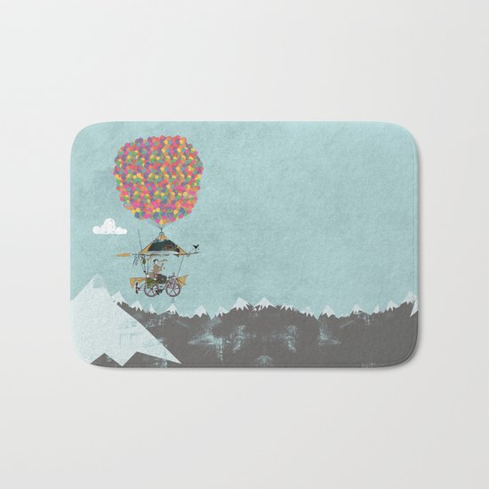Riding A Bicycle Through The Mountains Bath Mat