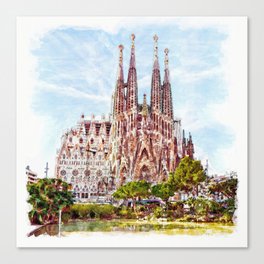 La Sagrada Familia watercolor Canvas Print