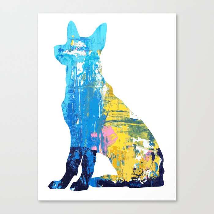 German Shepherd Dog Abstract Painting Art Colorful Canvas Print