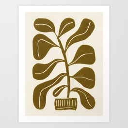 Linocut Houseplant #2 Art Print