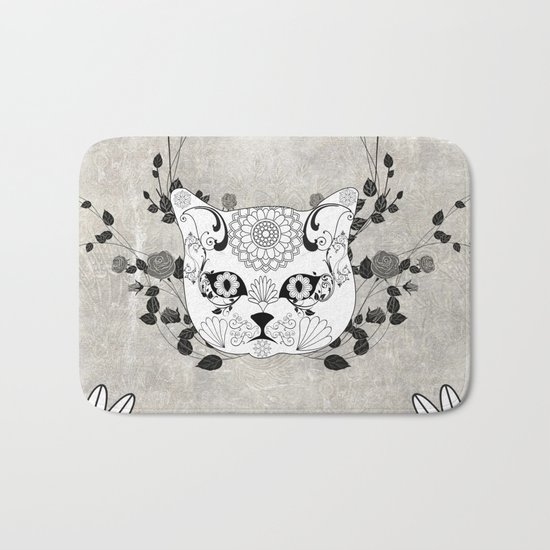 Wonderful sugar cat skull Bath Mat