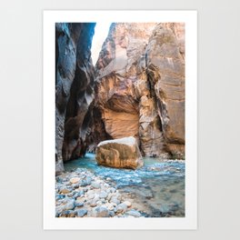 Serene Beauty: Floating Rock in the Narrows River at Zion National Park Art Print