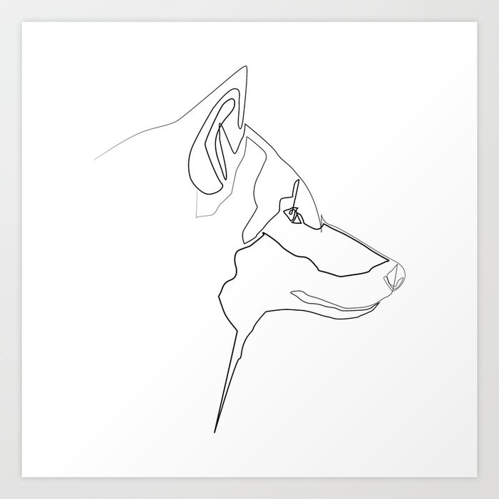 Animals Collection One Line Wolf Print Art Print By Aelissedesign