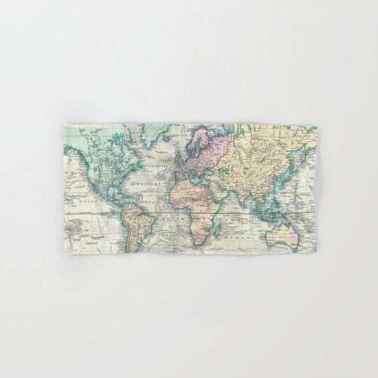 Vintage Map of The World (1801) Hand & Bath Towel