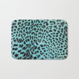 Turquoise leopard print Bath Mat