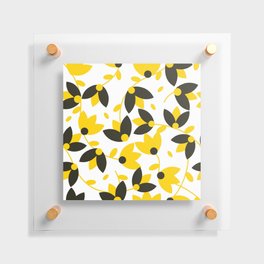 Modern Mustard Colored Flowers Pattern! Floating Acrylic Print