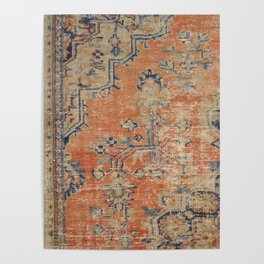 Vintage Woven Navy and Orange Poster