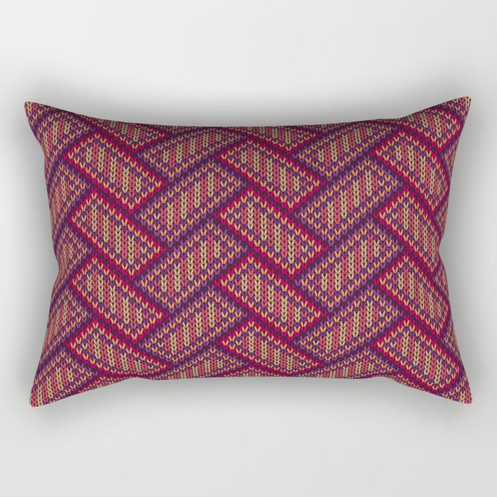 Knitted Textured Pattern Purple Pink Rectangular Pillow