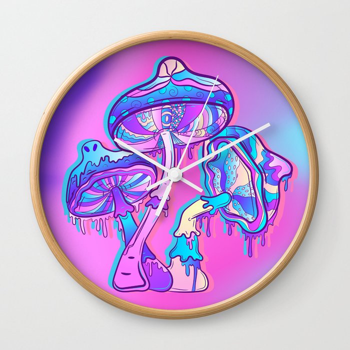 Psychedelic Mushroom Aesthetic Wall Clock