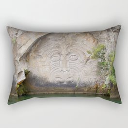 New Zealand Photography - Rock Carvings In The Stone Hill By The Water Rectangular Pillow