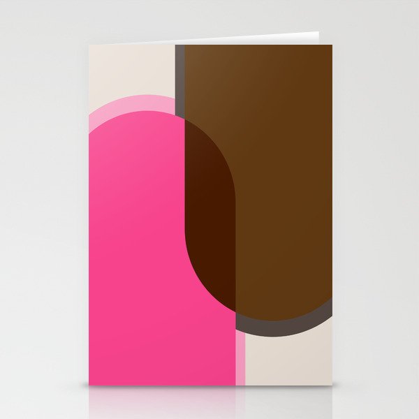 Mid-Century Modern Arches in Chocolate and Pink Stationery Cards