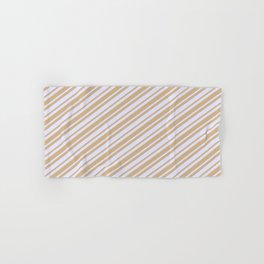 [ Thumbnail: Tan & Lavender Colored Lined/Striped Pattern Hand & Bath Towel ]