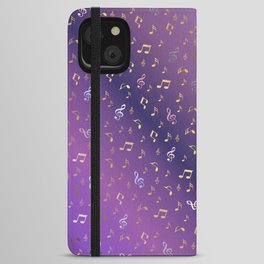 shiny music notes dark purple iPhone Wallet Case