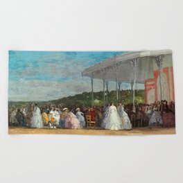 Concert at the Casino of Deauville, 1865 by Eugene Boudin Beach Towel