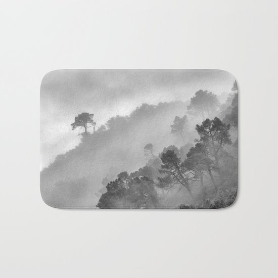 BW."Mountain light II". Foggy forest. Bath Mat