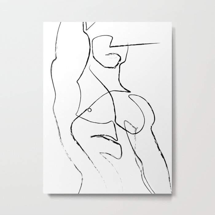 Adonis - abstract line art male nude Metal Print