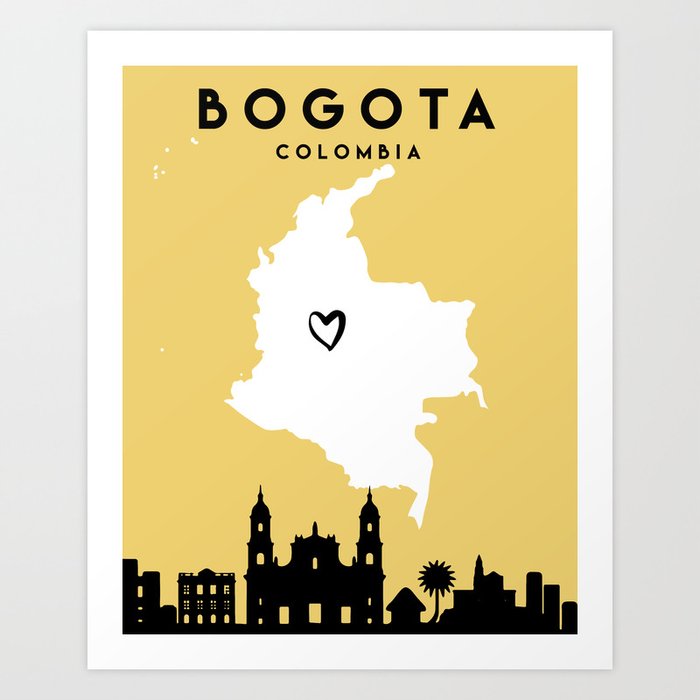 BOGOTA COLOMBIA LOVE CITY SILHOUETTE SKYLINE ART Art Print