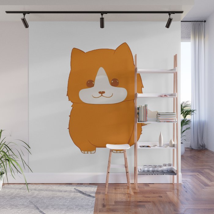 A cute and simple chibi portrait drawing of a dog Wall Mural