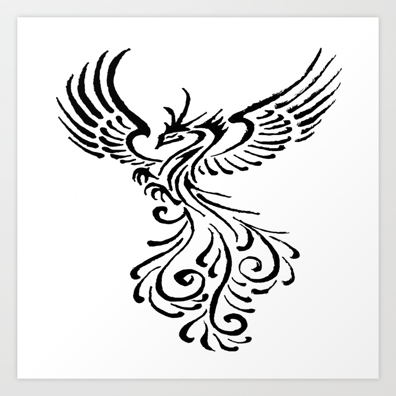 Rebirth Of The Phoenix Tribal Tattoo Design Art Print by taiche | Society6