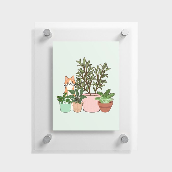 Cat and Plants Floating Acrylic Print