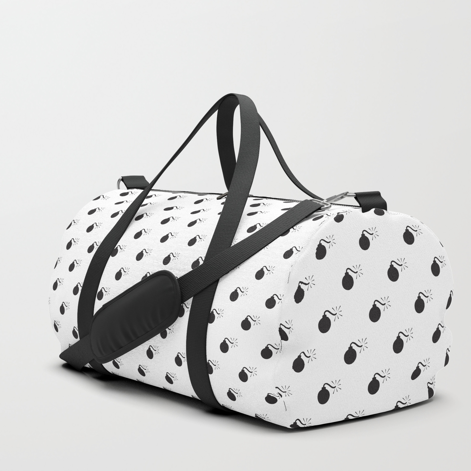 black small duffle bag