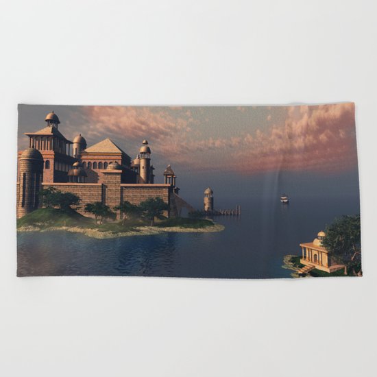 Beautiful Fantasy Town Beach Towel