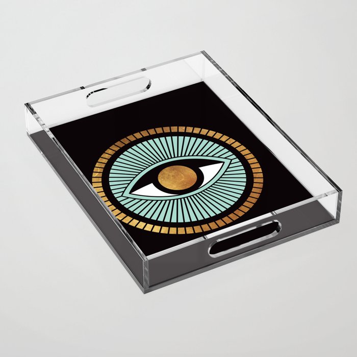 Evil Eye Gold Lucky Charm Nazar 70s Bohemian Amulet Acrylic Tray