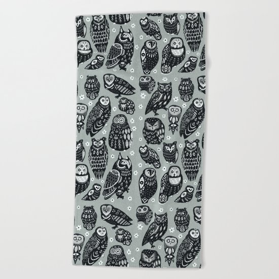 Flock of Owls Beach Towel