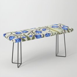  Modern William Morris Blue Floral Leaves Pattern  Bench