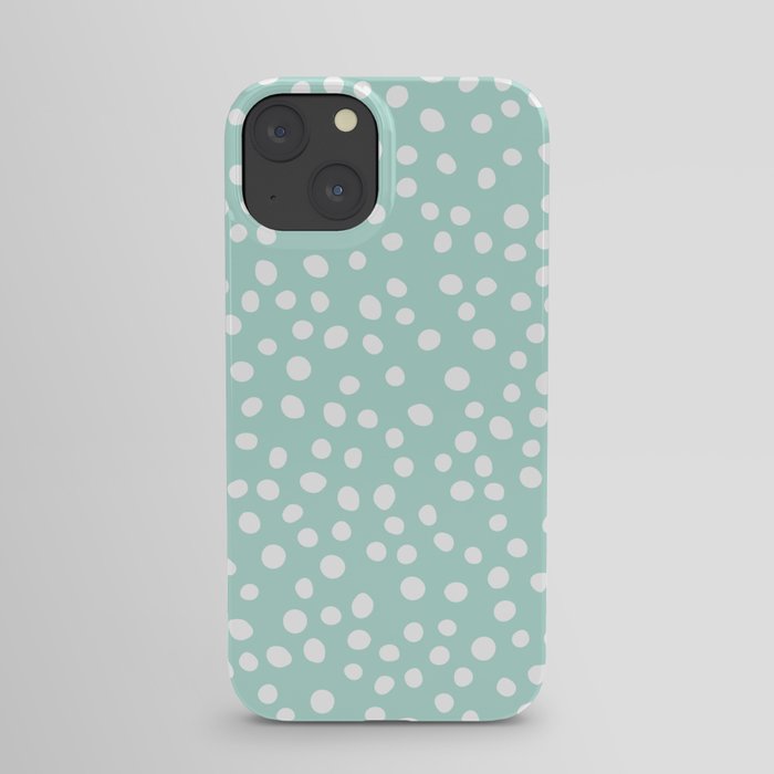 Light Blue and white doodle dots iPhone Case