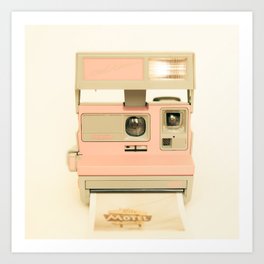 Pink Pola Love vintage camera Art Print