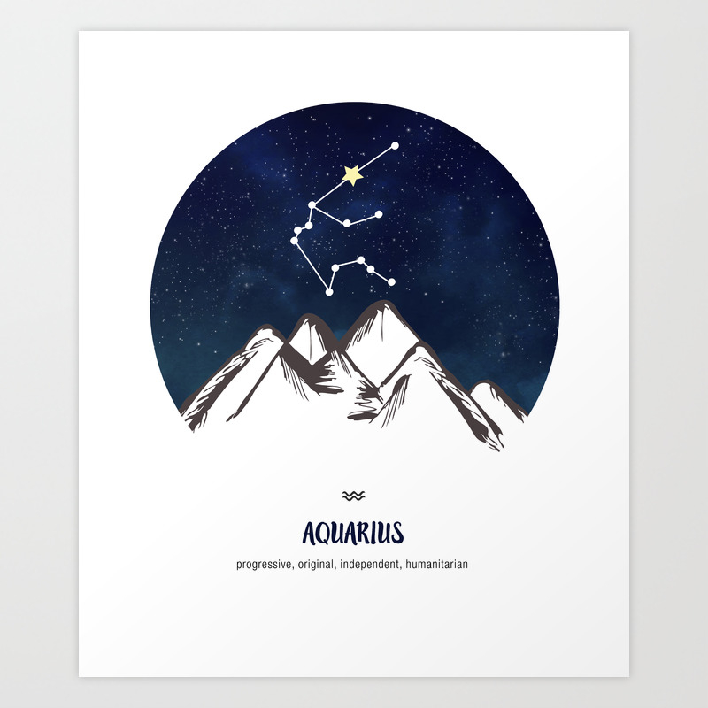Personalised Aquarius star sign/zodiac constellation print/horoscope art gift 