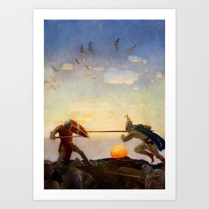 “Death of King Arthur and Mordred” by NC Wyeth Art Print