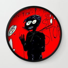 PANIC - red Wall Clock