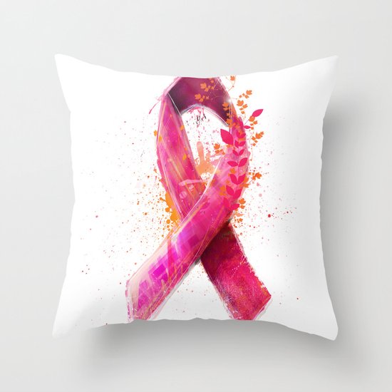 Breast Cancer Ribbon Throw Pillow