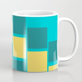 Diagonal cubes | green and teal colour Coffee Mug