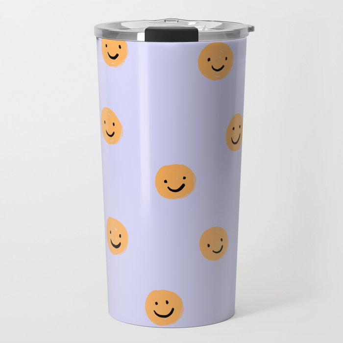 Purple Smiley Face Travel Mug