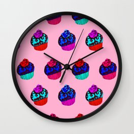  cupcakes decoration / bright cupcake pattern Wall Clock | Moderncupcake, Differentcolors, Lovesweets, Coldandhot, Bluerose, Turquoisered, Rosecupcake, Lovleypattern, Mixofcolors, Bluelover 