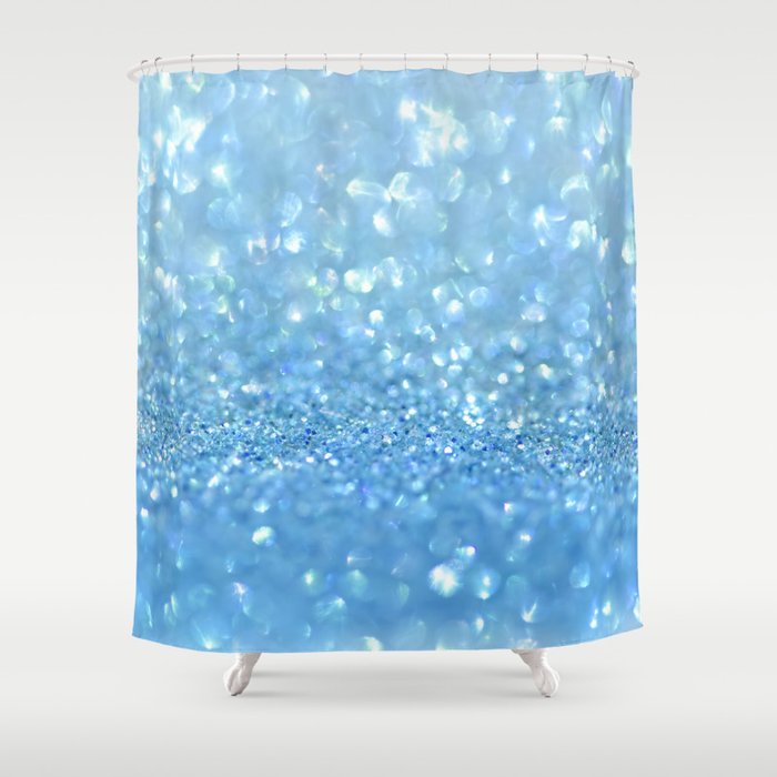 Sparkling Baby Sky Blue Glitter Effect Shower Curtain By