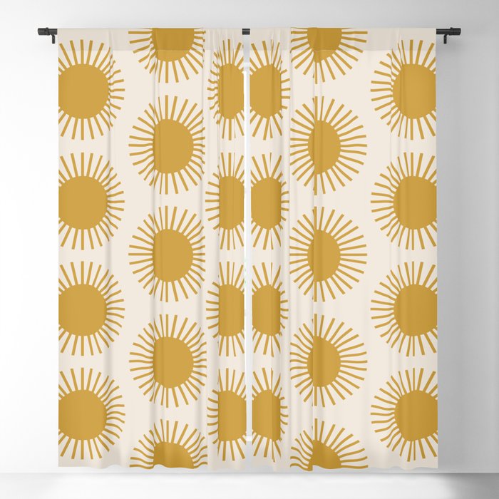 Golden Sun Pattern Blackout Curtain | Graphic-design, Tan, Yellow, Orange, Sun, Sunshine, Zodiac, Boho, Bohemian, Retro