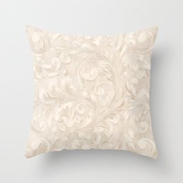 Acanthus Leaves Pattern Ivory Throw Pillow