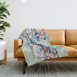 Deer Flower Artwork Throw Blanket