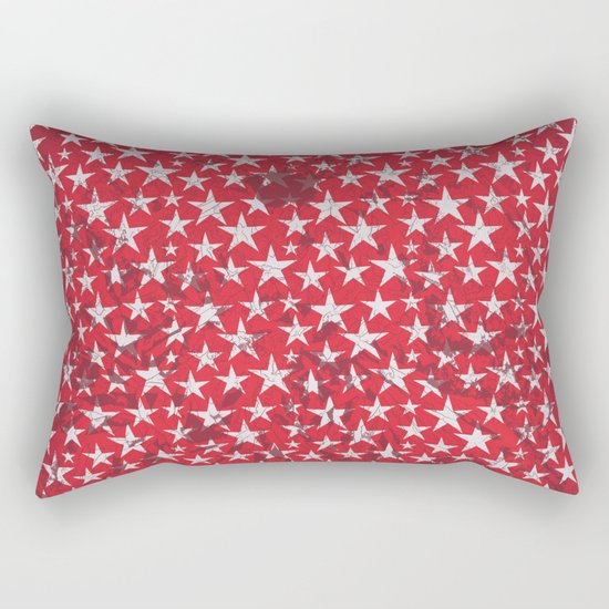 White stars on red grunge textured background Rectangular Pillow