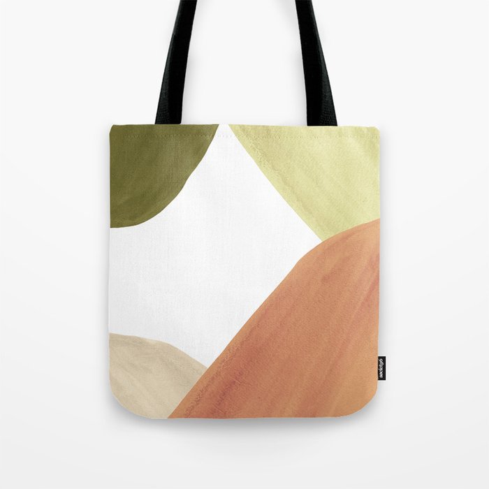 Abstract terracotta and green shapes Tote Bag