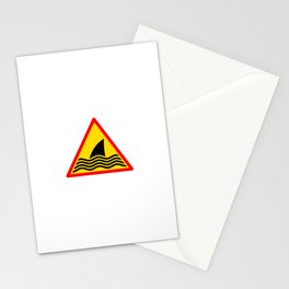 Shark Warning Sign Black Sticker Yellow and Orange Stationery Card