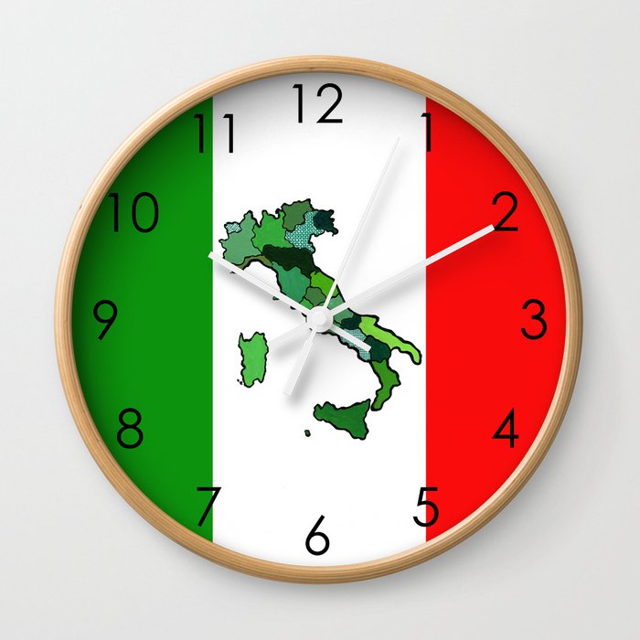 Map of Italy and Italian Flag Wall Clock