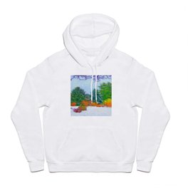Snow in Autumn with gorgeous foliage winter forest landscape painting Hoody