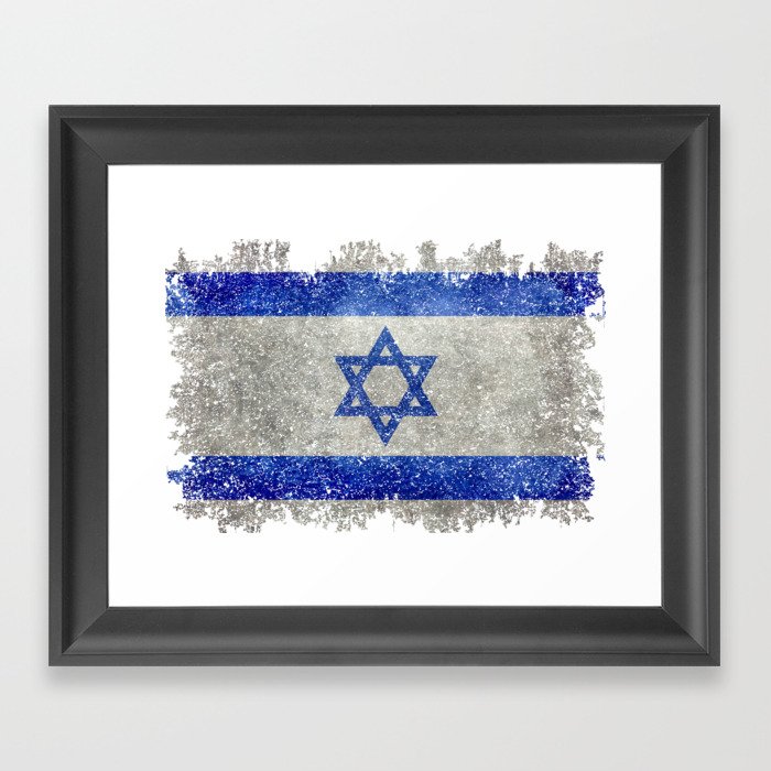 Israeli flag of Israel in MegaTex Framed Art Print