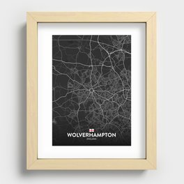 Wolverhampton, England, United Kingdom - Dark City Map Recessed Framed Print